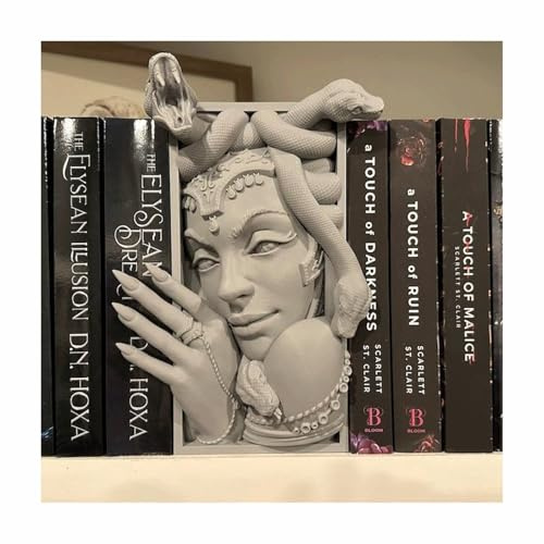 Serre-livres décoratifs en forme de tête de Méduse, serre-livres unique en forme de tête de serpent, résistant, décoration de mythologie grecque, décoration d'étagère vintage pour la maison, le bureau