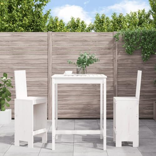 Youuihom Set da Salotto per Terrazza Set di Divani per Esterni Set Bar da Giardino 3 pz Bianco in Legno Massello di Pino Adatto per Balconi, Giardini, Bordo Piscina, Portici