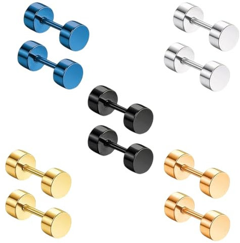 5 Paar Medizinische Ohrstecker,Gesundheitsstecker Ohrringe Hypoallergene,Ohrringe Titan Damen Einfach Klassische 5mm,Flatback Ohrstecker Perfekt für Empfindliche Ohren,Helix,Tragus& Knorpel
