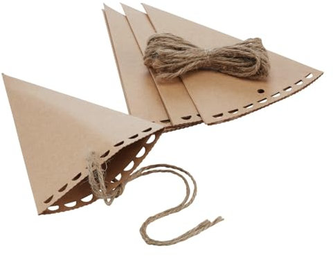 100pz Coni Pronti Porta Riso Petali Matrimonio Tema Naturale Cartoncino Kraft Corda di Canapa