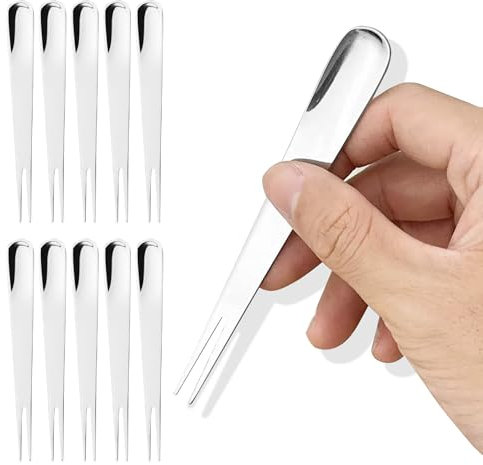 10 pièces Cuillère Fourchette à Dessert en Acier Inoxydable 304, Cuillère Fourchette 2 en 1, Fourchette, Cuillère, Cuillère à fourche double usage, pour desserts, salades, gâteaux, fruits,apéritifs