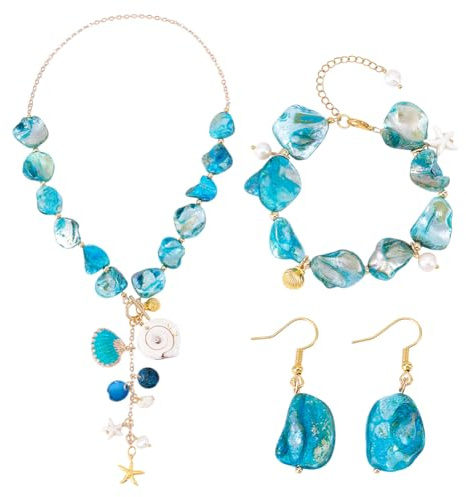 PH PandaHall Muschel-Schmuckset Mit Halsketten Und Ohrringen