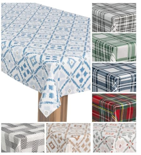 laro Wachstuch-Tischdecke Wachstischdecke Gartentischdecke, Muster:Raute Blau Weiß, Größe:110x180