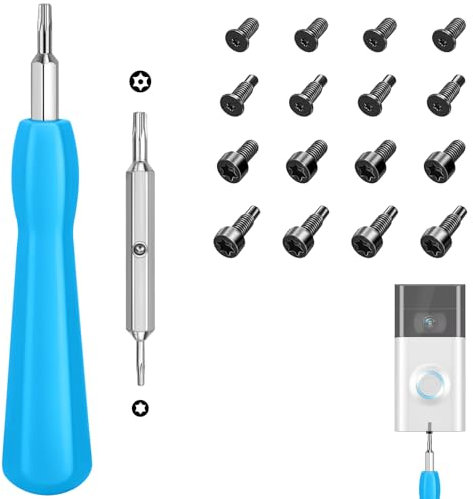 Poeland Türklingel-Schraubendreher, Schraubenzieher Set mit 16 Stück T6 T15 Schrauben für Ring-Video-Türklingel, kompatibel mit Video Doorbell 2, Pro und Elite (blau)