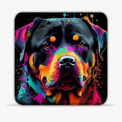 Tapis Souris Portable Rottweiler coloré (30 x 30) cm, 30 cm, Tapis Souris Jeu en Tissu, Bordure Cousue, antidérapant pour Une réponse Rapide pour PC, Ordinateur Portable, Bureau, Jeux