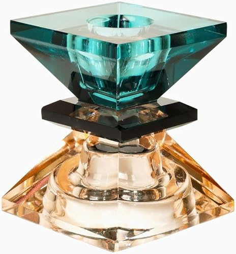 C'EST BON | Kristallhalter | Kerzenhalter | Pfirsich, Grau, Blau | 7,5 x 6 x 6 cm