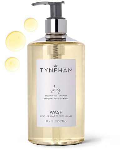 TYNEHAM Joy Hand and Body Wash 500ml Clear Bottle – Natural Moisturising Handwash for Men & Women, Hydrating Vegan Body Wash, Cruelty-Free Shower Liquid Soap, Bathroom Soap for Women Made in England
