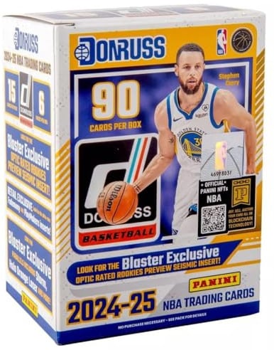 Panini Donruss Basketball-Blaster-Box, 2024–2025, 6 Packungen – Look for Blaster, exklusive Optikbewertung, Rookies Preview Seismic Insert
