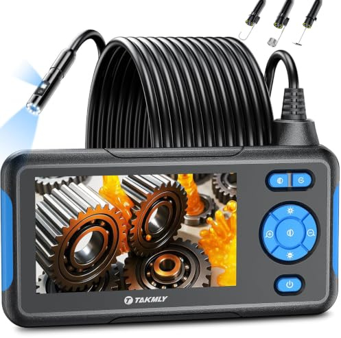 T TAKMLY Endoskopkamera mit Licht, Doppelobjektiv 10,9 cm Inspektionskamera, 1080P HD Endoskop, IP67 wasserdichte Schlangenkamera zur Inspektion von Wänden, Lüftungsschlitzen, Automobilmotoren, Rohren