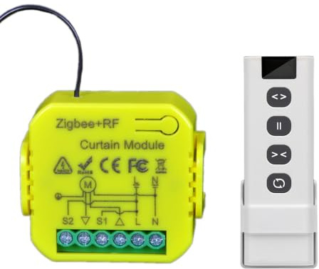 Yueyang Interruptor inteligente ZigBee para persianas, compatible con Alexa y Smart Life, módulo motor con mando a distancia RF 433 MHz, Hub Tuya ZigBee necesario (1)