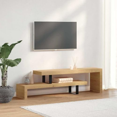 HaoChrymec TV-Lowboard Aus Massivem Mangoholz Mit Schmiedeeisen-Beinen, Abnehmbares Oberteil, Fernsehkommode, TV Cabinet for Living Room, Fernsehregal, Für Wohnzimmer, Schwarz, 112 x 30 x 40 cm