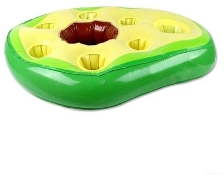 Aufblasbarer schwimmender Getränkehalter aus PVC mit mehreren Getränkeschlitzen für Pool, Cabana-Bars und Strand (Avocado)