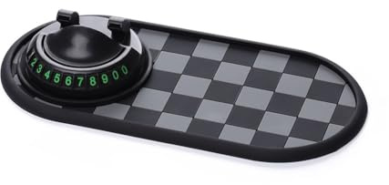 Gettimore Anti-Rutsch-Matte für Auto-Armaturenbrett mit 360 Grad drehbarer Handyhalterung, PVC temporäre Parknummernanzeige, kompatibel mit iPhone Samsung, Schwarz/Weiß, Grau, Rosa, Silber