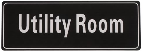 PATIKIL 9x3 Utility Room Sign, 1Pcs Room Door Sign Self-Adhesive Door Sticker Acrylic Wall Signage Easy Installation for Indoor Outdoor Home Business, Black with White Text