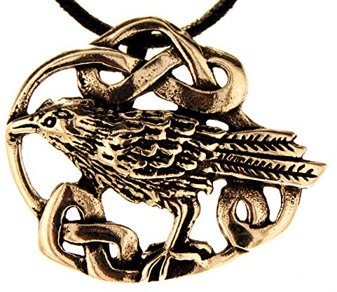 Kiss of Leather Raben Anhänger aus Bronze mit Baumwollband Br. 124