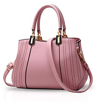 NICOLE & DORIS Elegante Borse a Mano Donna Borse a Tracolla Medie Spalla Borse Strisce Nuova Borsa Crossbody Borse in PU Pelle Casual Lavoro Rosa Chiara B