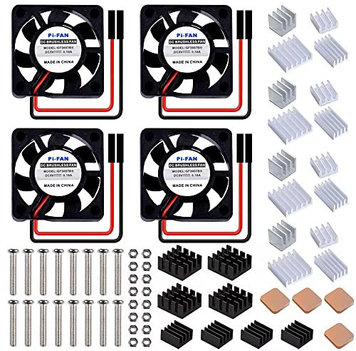 GeeekPi Raspberry Pi 4 Quiet Fan 30x30x7mm 3007 Fan DC 5V 3.3V Brushless CPU Cooling Fan with Raspberry Pi Heatsink for Raspberry Pi 4B/3B+/3B & Pi Zero/Zero W & Retroflag NESPI CASE Plus (4-Pack)