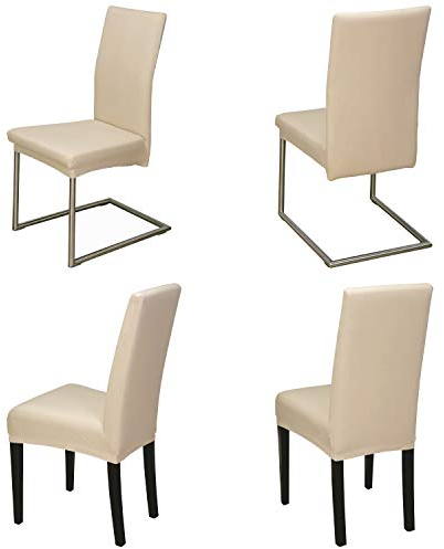 Staboos Stuhlhussen 4er Set - Hochwertige und elastische Stuhlhussen für Swingstühle - Pflegeleichte Stuhlbezüge & Hussen für Stühle - Perfekter Stuhlbezug 4er Set - ÖKO TEX Zertifiziert - Beige