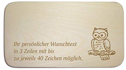 Frühstücksbrettchen « Eule auf dem Ast » mit persönlicher Wunschgravur - Frühstück Schneidebrett - für Kinder - Geschenk Einschulung Schulanfang Schule Kindergarten