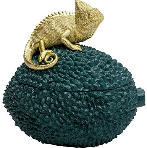 Kare Design Deko Dose Chameleon, Gold/Petrol, dekorative Dose mit Chamäleon, Accessoire, Aufbewahrung, Deko Objekt, 20x20x16 cm (H/B/T)