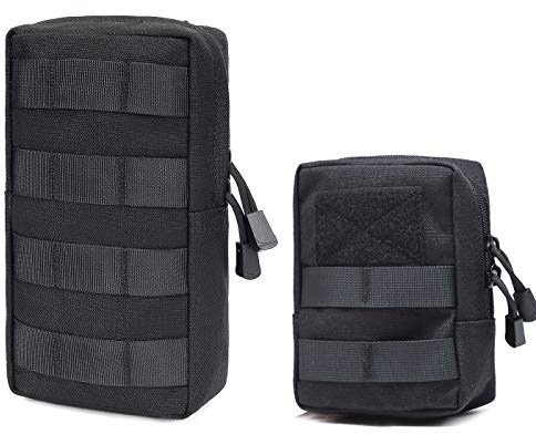 Azarxis Taktische Hüfttasche Molle Tasche Kompakt und leicht Multifunktional Bauchtasche für Camping Reisen Wandern 2 Stück (Schwarz)