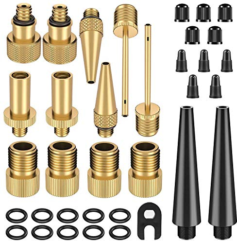 35PCS Bike Pump Adapter - Schrader Valve, Presta Valve, Dunlop/Woods Tyre Valve Adaptor, Bicycle Tire Pump Adapter(AV DV SV) with Ball Pump/Air Pump/Compressor Adapter Tire Valve Caps