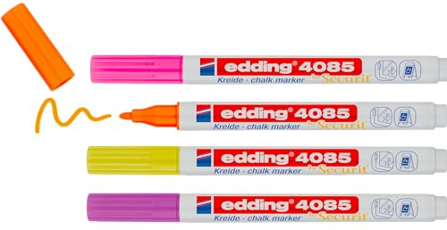 Edding 4085 4-4085-4-1NEON Kreidemarker Himbeer, Neongelb, Neonorange, Neonpink 1 mm, 2 mm