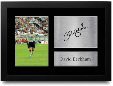 HWC Trading David Beckham England Gifts gedrucktes Autogramm für Fans und Fans, A4, gerahmt
