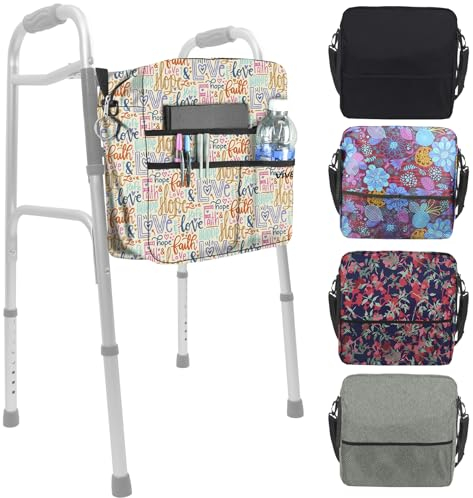 Vive Rollstuhltasche, maschinenwaschbar, doppelt genäht, wasserabweisend, Zubehör-Rucksack für Rollatoren, Rollstühle, Rollstuhl, Rollator – Tasche mit XL-Taschen und Riemen für schnelle Installation