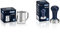 De'Longhi DLSC058 Kaffee-Tamper aus Edelstahl mit Holzgriff, blau/silber & Milchkännchen DLSC060, 350 ml, Edelstahl