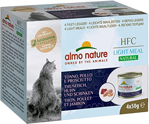 HFC Natural Light Meal Nourriture pour Chats Adultes – Thon, Poulet et Jambon 50 g x 4 pièces, 200 g