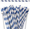 Neel Blue Paper Drinking Straws [100 Pack] Disposable Straws - Blue & White Striped Straws, Party Straws Cocktail Decorations for Birthday Wedding Christmas Party DIY Decoration