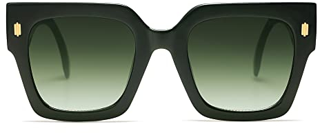SOJOS Vintage Oversized Square Sonnenbrille für Damen, Retro Damen Luxus Große Große Sonnenbrille UV400 SJ2194, Grüner Rahmen/grüne Gläser, 50-23-152