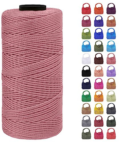 LEREATI Corde Macramé 1.5mm x 200m Fil Macramé Fil pour Bracelet Ficelle de Satin Polypropylene Brillante, Cordon pour Bracelet Bricolage Sac à Tricoter Porte-Plantes Décorations (Sable de haricot)