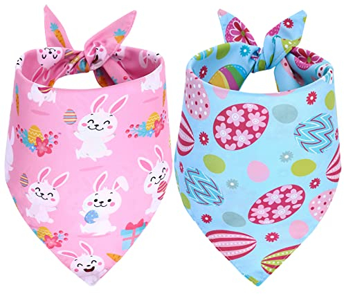 Whaline Hundehalstuch für Ostern, verstellbar, Urlaub, Party, Dreieck, Haustier-Schal, Kaninchen, Hase, Ei, Hundehalstuch, für Frühling, Geburtstag, kleine und mittelgroße Katzen, Haustier-Kostüm