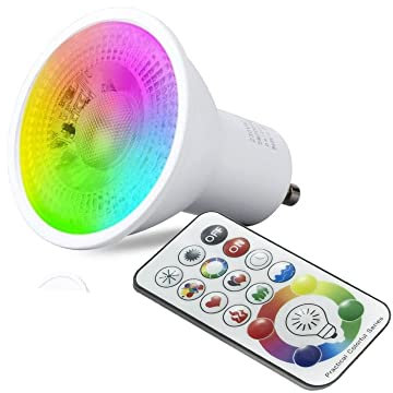 Partenopea® Lampadina a led GU10 per illuminazione interni lampadari plafoniere applique porta lampada cromoterapia con telecomando (RGB + CALDA 3000K)