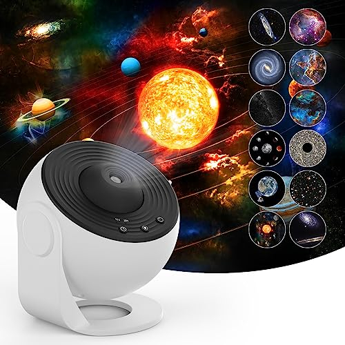 FLEVO Proyector de galaxia, proyector lanetarium, proyector de estrellas LED con nebulosa, rotación de 360°, temporización, diseño silencioso, efecto de proyección de película Filin para niños,