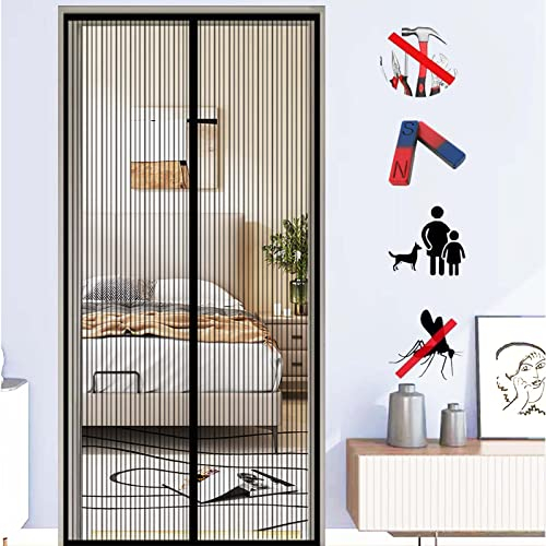 ZFEBHMY Zanzariera Magnetica Porte,Autoadesivo Rete Anti Zanzare A Mani Libere Auto Chiusura,Zanzariera Magnetica Adesivo,Facile Montaggio, per Porte e finestre-Black A|| 70x200cm(27x78inch)