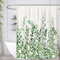Figarge Duschvorhang Textil Anti Schimmel Wasserdicht Waschbar Duschvorhänge 180x200 Shower Curtains mit 12 Haken für Badezimmer, Badewanne, Beschwerter Saum, Maschinenwaschbar (Grüne Blätter)