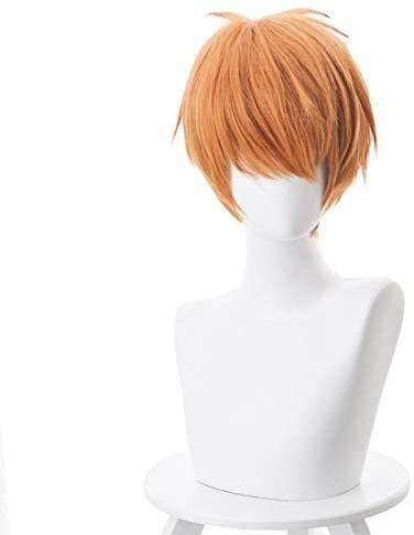 ESPADE Wig Anime Cosplay Fruit Basket Straw Clip Yellow Flipped Short Hair Cosplay Anime Wig