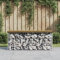 Festnight Gabionenbank Gartenbank Gabionen Bank Sitzbank Parkbank Gabione Steinkorb Gabionen-Gartenbank mit Lehne - Garten-Bank mit Sitzfläche aus imprägniertes-Holz - 103 x 44 x 42 cm