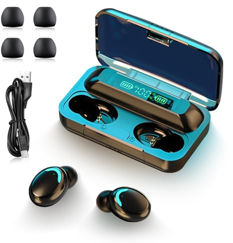 Auricolari Bluetooth 5.1 Senza Fili Con Microfono - Cuffie Wireless Stereo HiFi, Cancellazione Rumore, IP7 Impermeabili (Nero)