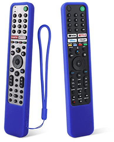 YiBiChin Custodia protettiva per telecomando Sony Bravia TV Voice Remote Control RMF-TX600U RMF-TX621E RMF-TX520U RMF-TX520P, custodia in silicone per bambini, anti-smarrimento, con cinturino, blu
