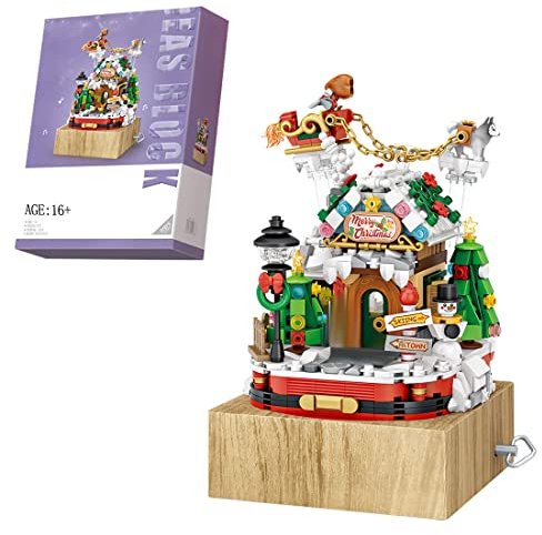 KoDeer Weihnachten Bausatz, 979 Teilen Weihnachtshaus Musikbox Klemmbausteine Set, Mini Bausteine Nicht Kompatibel mit Lego