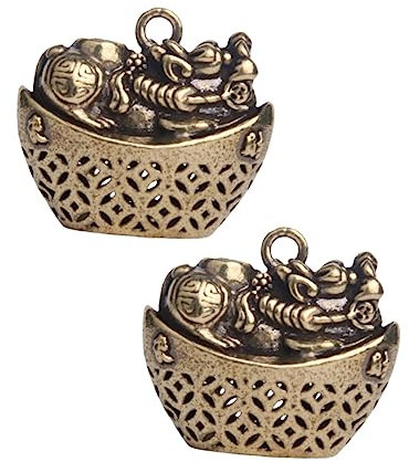 NUOBESTY 2stücke Vintage Messing Hohl Barren Schlüsselring Anhänger Dekorative Messing Barren Anhänger Handwerk Diy Schmuck Taschenanhänger