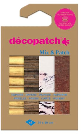 décopatch DP040C – EIN Beutel mit 4 Blättern – Maße 30 x 40 cm, Bedruckte Papiere, Texturen und Materialien – Mix & Patch ab 5 Jahren, DIY, Design, Renovierung
