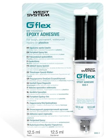 WEST SYSTEM G/flex 655-1 Two Part Epoxy Glue Syringe - Heavy Duty High Strength Adhesive Pack, Glue for Plastic, Metal, Wood, Ceramic - for DIY Projects, Boat & Marine Repair