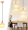 Glitzerlife Pendelleuchte 1 Flammig 2ER Esstischlampe - Holz Stoffschrim Hängeleuchte E14 Esszimmerlampe Vintage Hängelampe Küche Pendellampe Flurlampe für Wohnzimmer Restaurant Schlafzimmer Flur