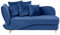Chaiselongue Samt blau linksseitig mit Stauraum Kissen modern Meri II