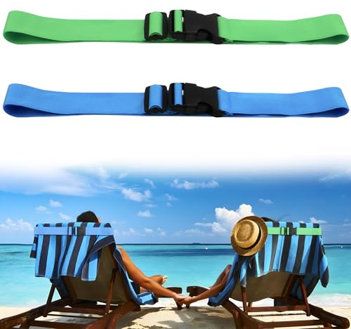QOPAHI Lot de 2 sangles réglables pour chaise longue avec boucle – Bandes élastiques pour chaises de plage et de piscine, porte-serviettes portables pour fixer les serviettes de plage